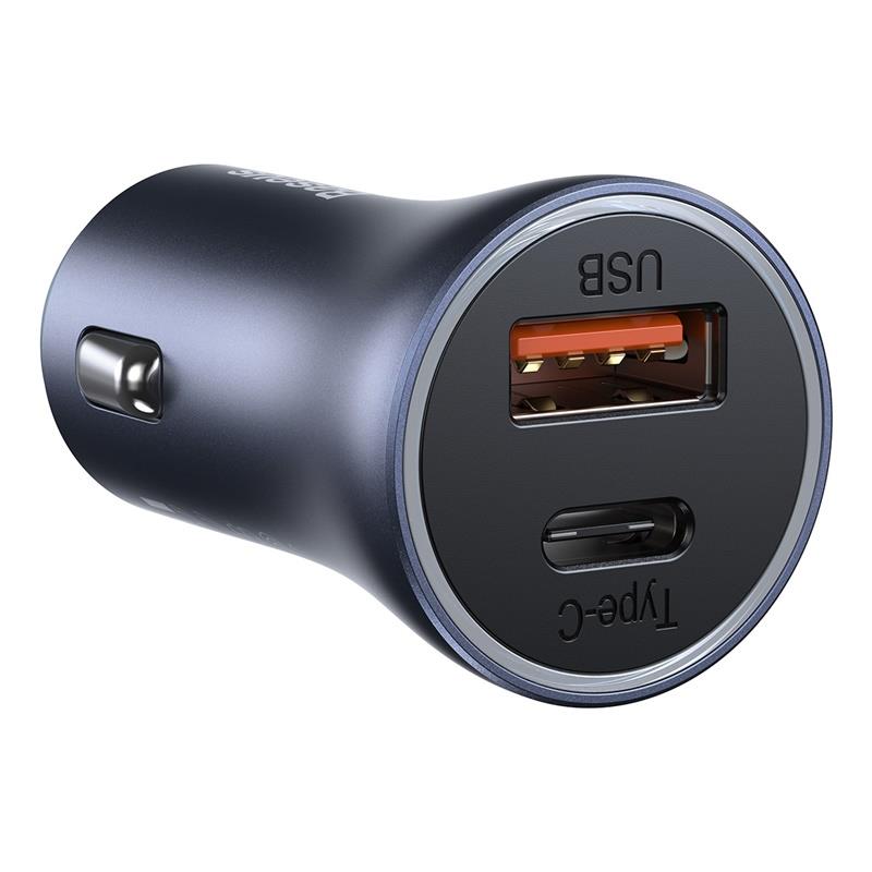 Baseus car charger Golden Contactor Pro 1x USB 1x USB-C QC 40W black + cable USB - USB-C 5A