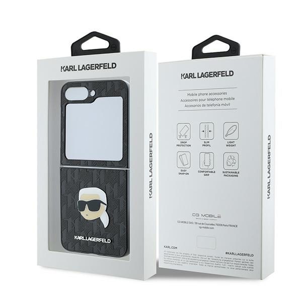 Karl Lagerfeld case for Samsung Galaxy Z Flip6 KF002199 black Saffiano Monogram