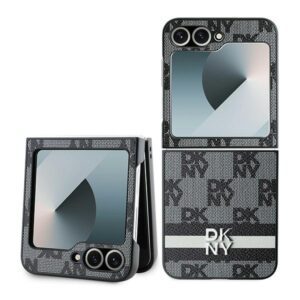 DKNY case for Samsung Galaxy Z Flip6 DK000222 black Chequered Pattern Printed Stripes