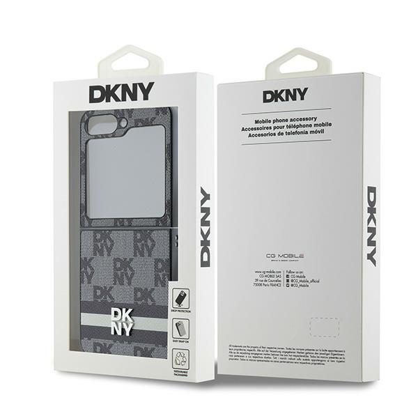 DKNY case for Samsung Galaxy Z Flip6 DK000222 black Chequered Pattern Printed Stripes