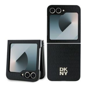 DKNY case for Samsung Galaxy Z Flip6 DK000225 black Repeat Pattern Stack Logo
