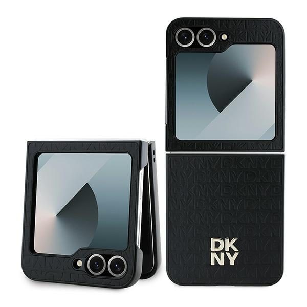 DKNY case for Samsung Galaxy Z Flip6 DK000225 black Repeat Pattern Stack Logo