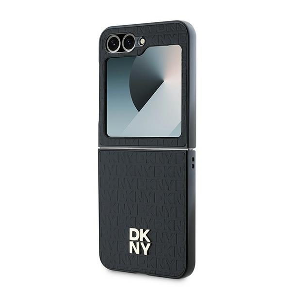 DKNY case for Samsung Galaxy Z Flip6 DK000225 black Repeat Pattern Stack Logo