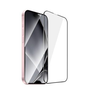 411800_oryg Tempered glass metal frame for iPhone 15 6,1" / 16 6,1" black frame