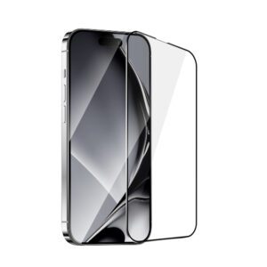 411805_oryg Tempered glass metal frame for iPhone 16 Plus 6,7" black frame