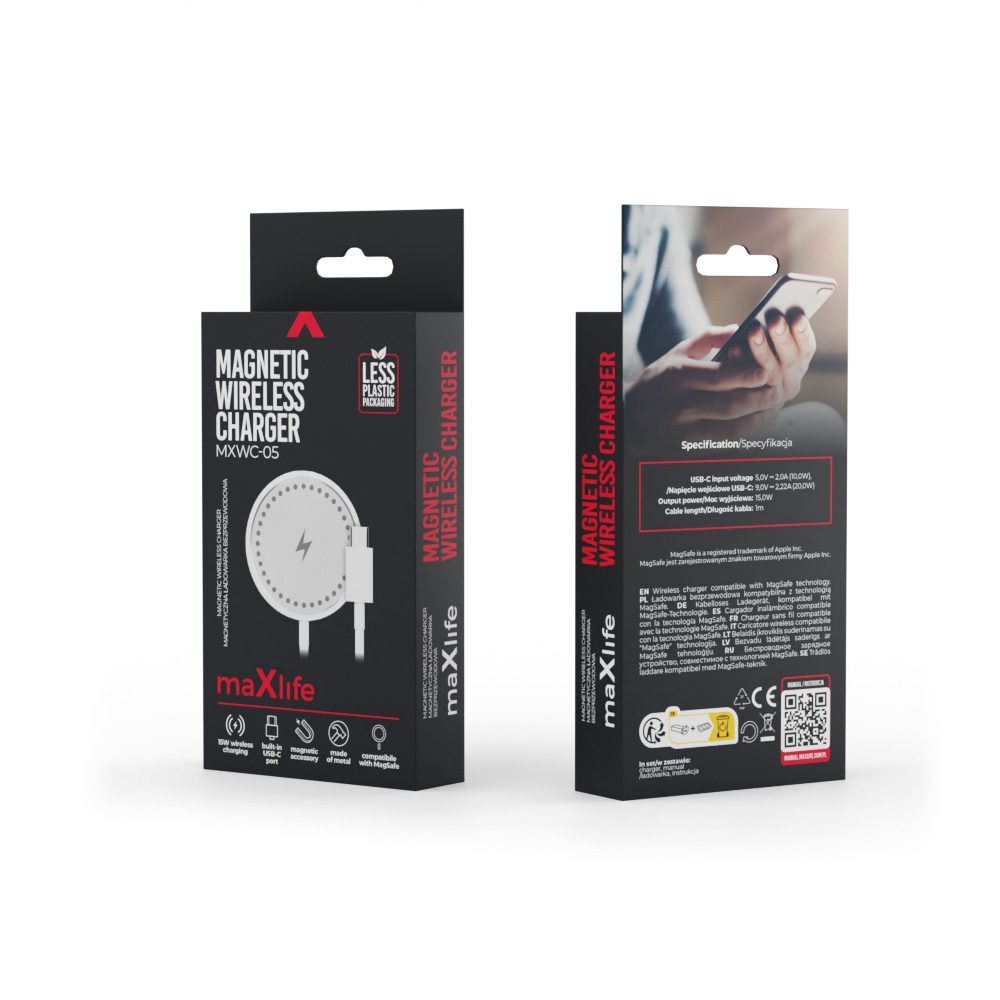 Maxlife MXWC-05 magnetic wireless charger 15W white