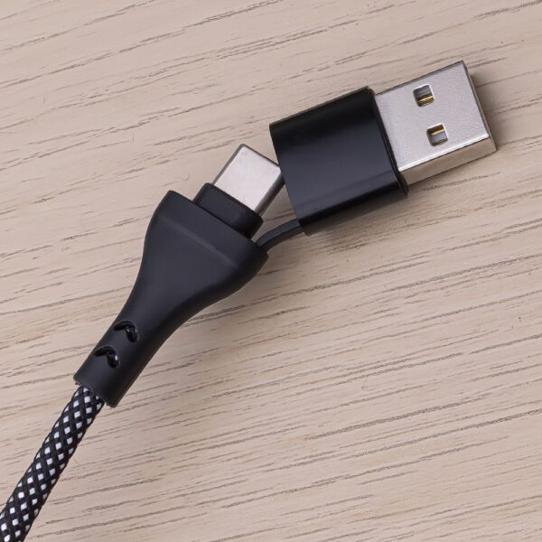 Maxlife ALLin1 cable USB + USB-C - Lightning + 2x USB-C 1,0 m 66W black