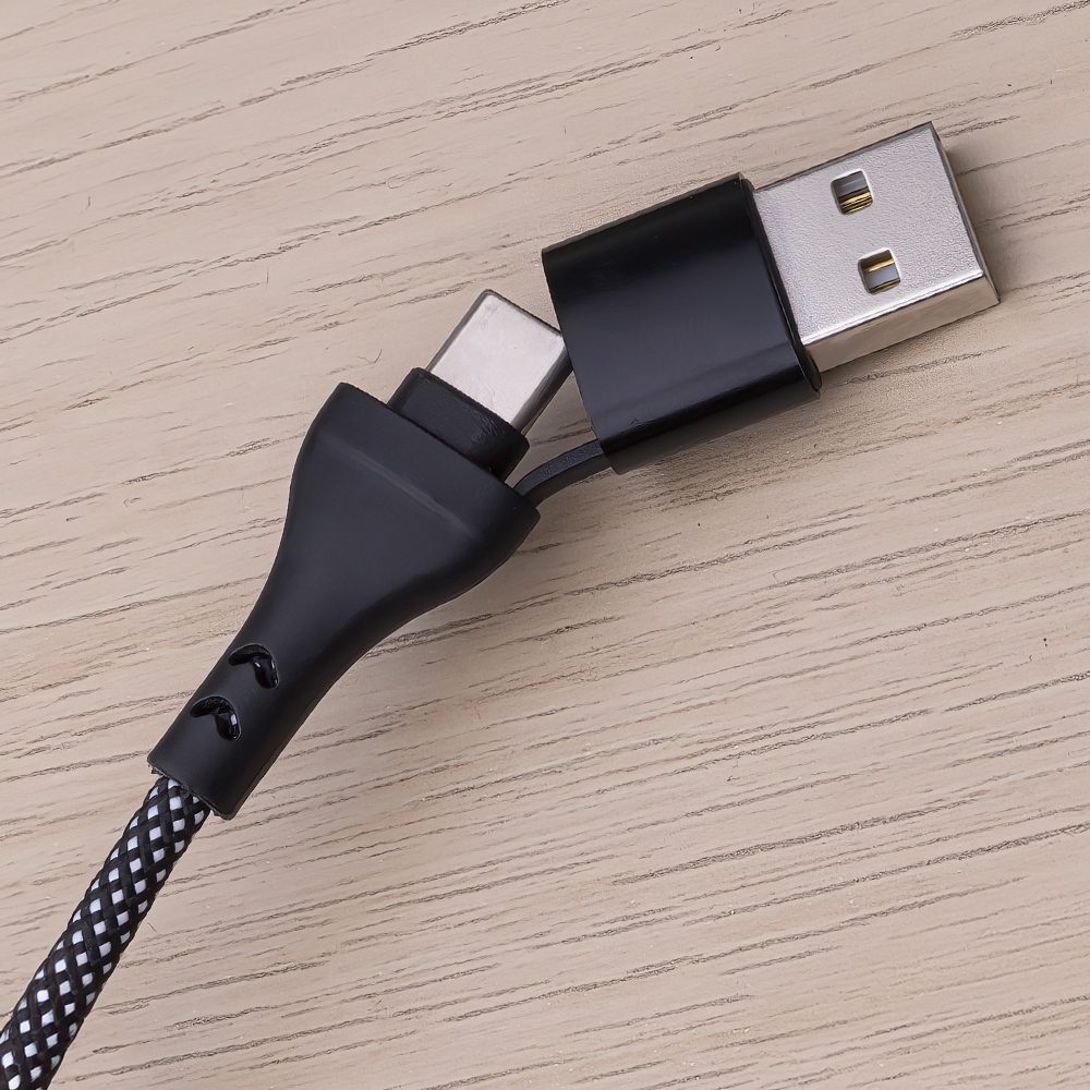 Maxlife ALLin1 cable USB + USB-C - Lightning + 2x USB-C 1,0 m 66W black