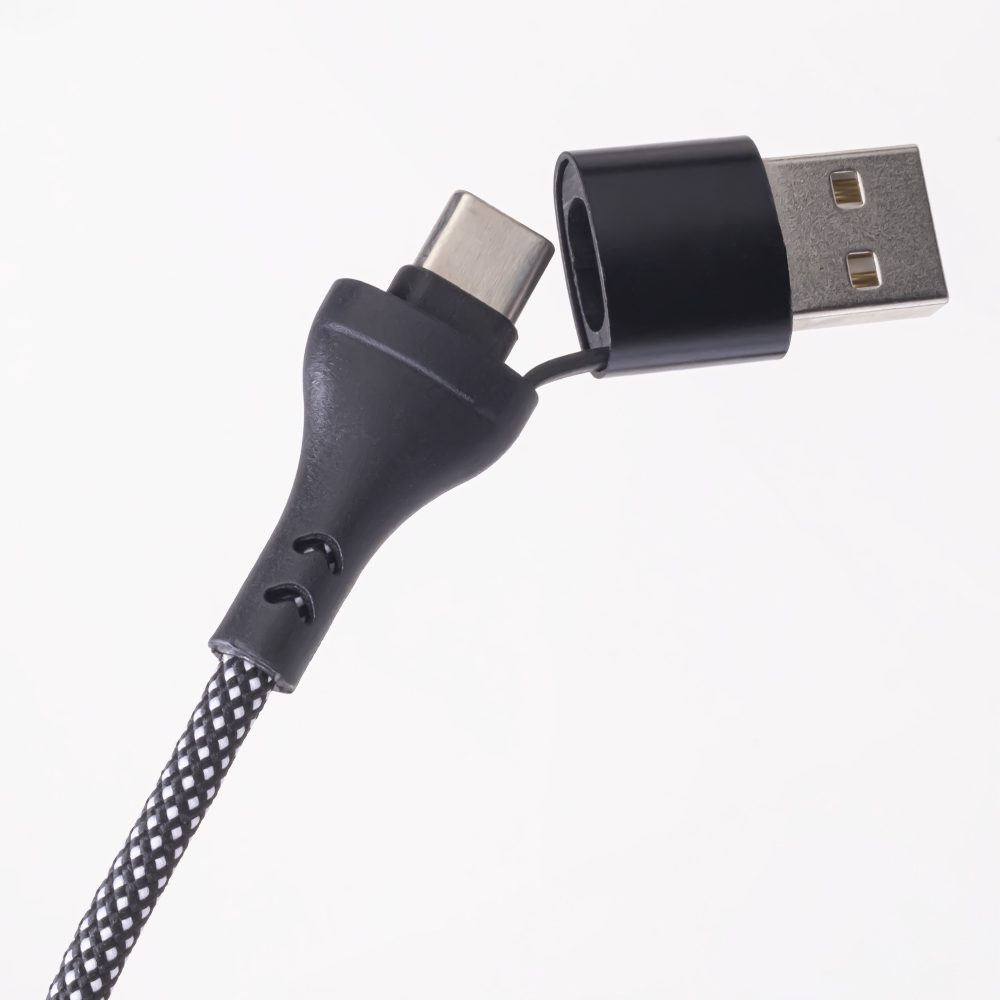 Maxlife ALLin1 cable USB + USB-C - Lightning + 2x USB-C 1,0 m 66W black