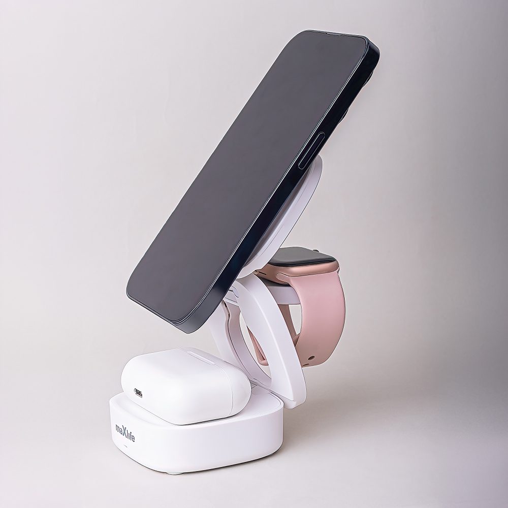 Maxlife MXWC-06 magnetic wireless charger 15W white 3in1