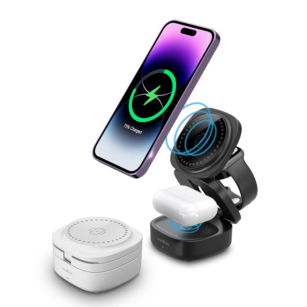 Maxlife MXWC-06 magnetic wireless charger 15W white 3in1