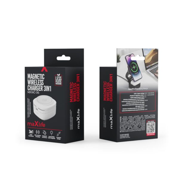 Maxlife MXWC-06 magnetic wireless charger 15W white 3in1