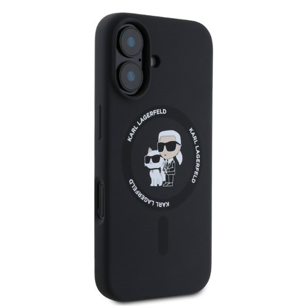 412576_oryg Karl Lagerfeld case for iPhone 16 6,1" KLHMP16SSCMKCRHK black hardcase Silicone KC Heads Ring MagSafe