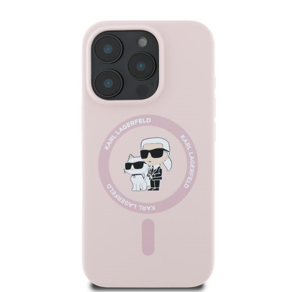 Karl Lagerfeld case for iPhone 16 Pro 6,3" KLHMP16LSCMKCRHP pink hardcase Silicone KC Heads Ring MagSafe