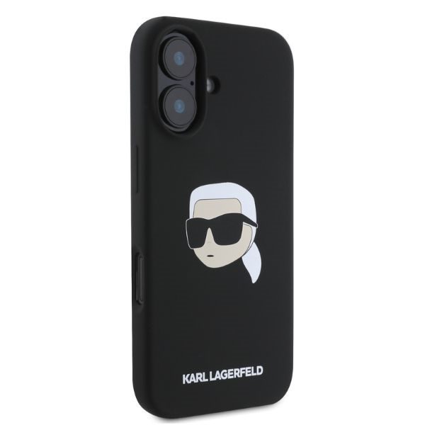 412598_oryg Karl Lagerfeld case for iPhone 16 6,1" KLHMP16SSKHPPLK black hardcase Silicone KL Head Print MagSafe