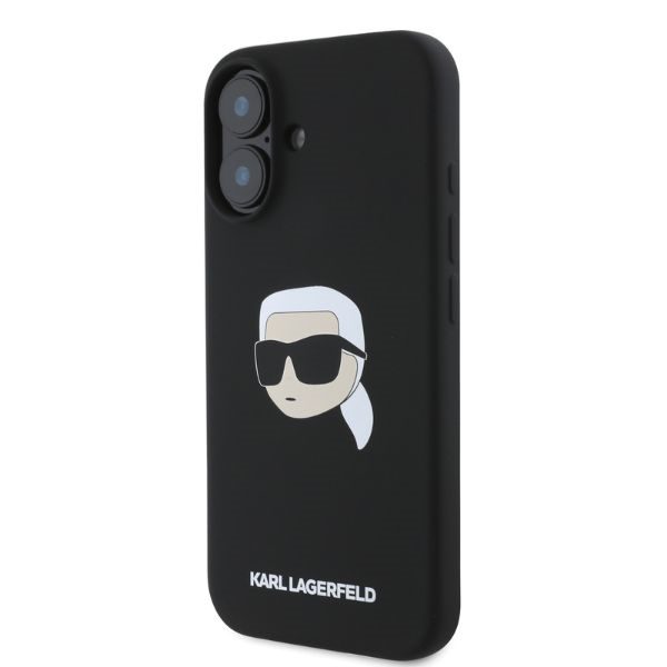 412599_oryg Karl Lagerfeld case for iPhone 16 6,1" KLHMP16SSKHPPLK black hardcase Silicone KL Head Print MagSafe