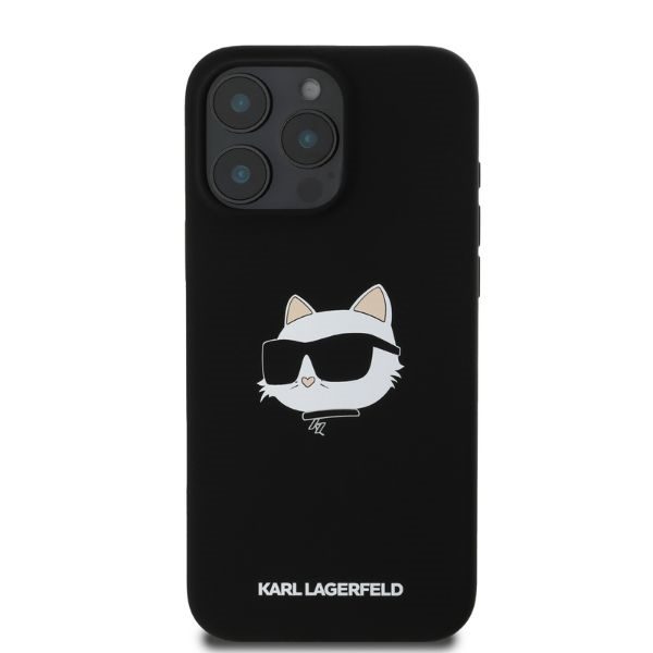 Karl Lagerfeld case for iPhone 16 Pro Max 6,9" KLHMP16XSCHPPLK black hardcase Silicone Choupette Head Print MagSafe