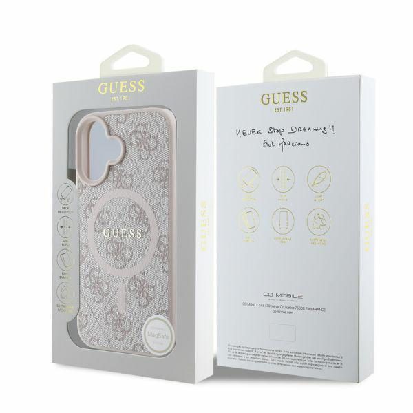 Guess case for iPhone 16 6,1" GUHMP16SG4GFRP pink hardcase 4G Ring Classic Logo MagSafe