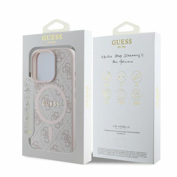 Guess case for iPhone 16 Pro Max 6,9" GUHMP16XG4GFRP pink hardcase 4G Ring Classic Logo MagSafe