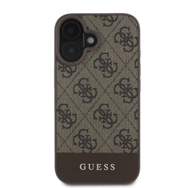 412667_oryg Guess case for iPhone 16 6,1" GUHCP16SG4GLBR brown hardcase 4G Bottom Stripe