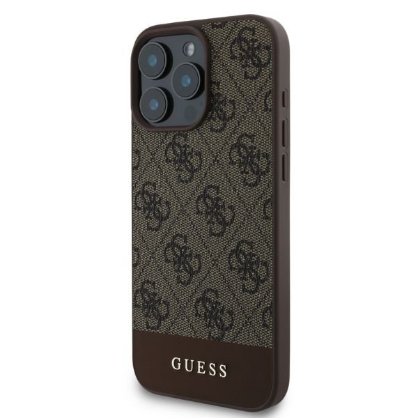 Guess case for iPhone 16 Pro 6,3" GUHCP16LG4GLBR brown hardcase 4G Bottom Stripe