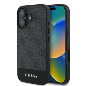 Guess case for iPhone 16 6,1" GUHCP16SG4GLGR grey hardcase 4G Bottom Stripe