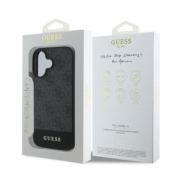 Guess case for iPhone 16 6,1" GUHCP16SG4GLGR grey hardcase 4G Bottom Stripe
