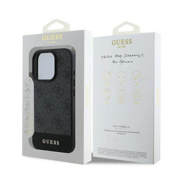 Guess case for iPhone 16 Pro 6,3" GUHCP16LG4GLGR grey hardcase 4G Bottom Stripe