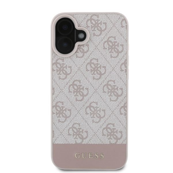 412715_oryg Guess case for iPhone 16 6,1" GUHCP16SG4GLPI pink hardcase 4G Bottom Stripe