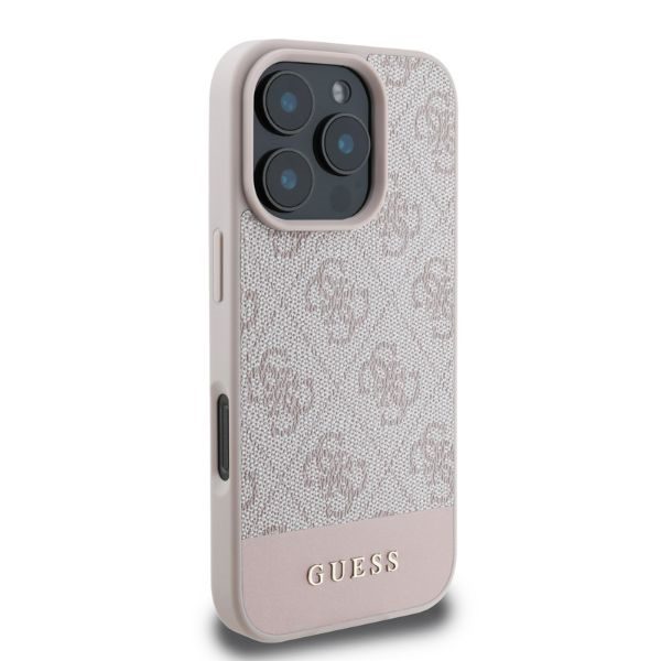 412727_oryg Guess case for iPhone 16 Pro 6,3" GUHCP16LG4GLPI pink hardcase 4G Bottom Stripe