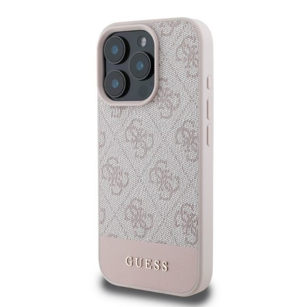 412728_oryg Guess case for iPhone 16 Pro 6,3" GUHCP16LG4GLPI pink hardcase 4G Bottom Stripe