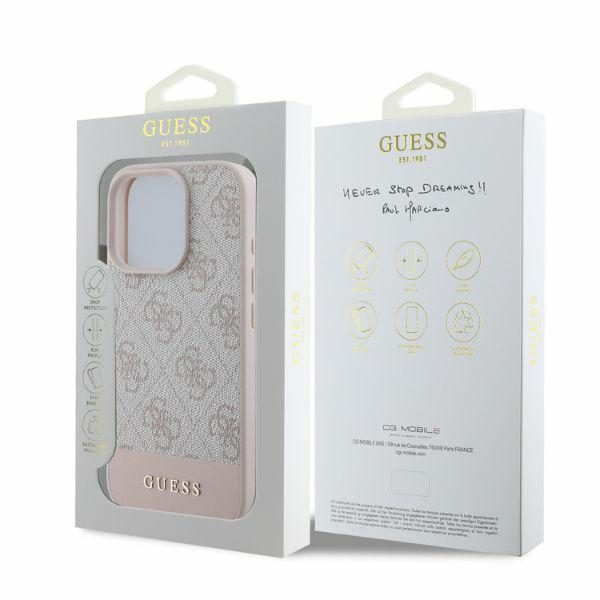412730_oryg Guess case for iPhone 16 Pro 6,3" GUHCP16LG4GLPI pink hardcase 4G Bottom Stripe
