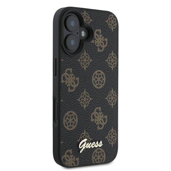 Guess case for iPhone 16 Plus 6,7" GUHMP16MPGPYSK black hardcase PU Peony Script MagSafe