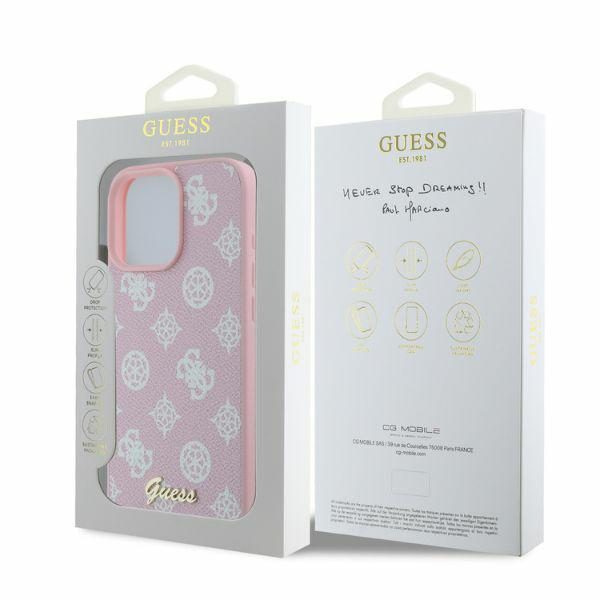 Guess case for iPhone 16 Pro Max 6,9" GUHMP16XPGPYSP pink hardcase Peony Script MagSafe