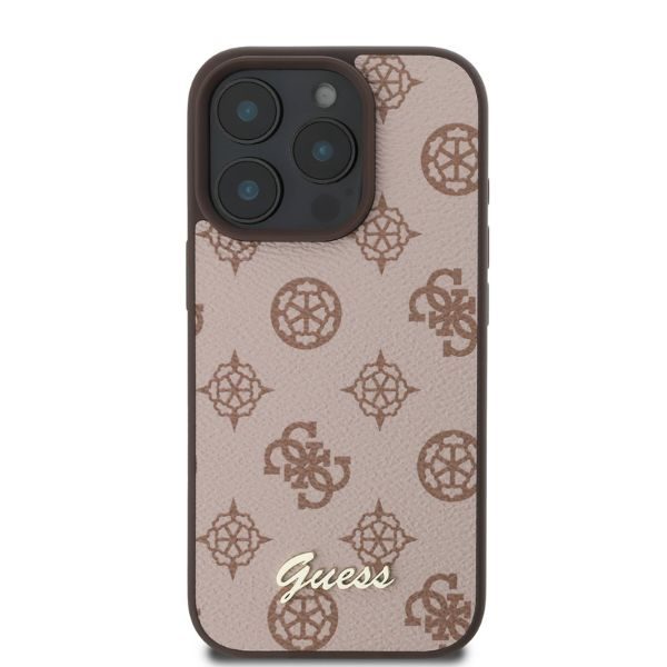 412774_oryg Guess case for iPhone 16 Pro 6,3" GUHMP16LPGPYSW brown hardcase Peony Script MagSafe