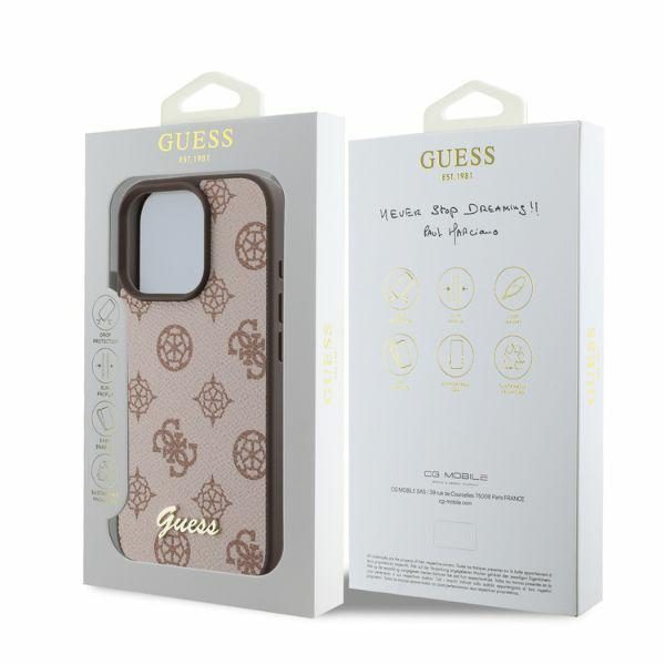 412775_oryg Guess case for iPhone 16 Pro 6,3" GUHMP16LPGPYSW brown hardcase Peony Script MagSafe