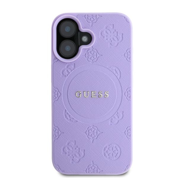 Guess case for iPhone 16 6,1" GUHMP16SPSAPSMEU purple hardcase Saffiano Peony Classic Logo MagSafe