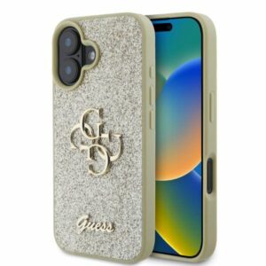 Guess case for iPhone 16 6,1" GUHCP16SHG4SGD gold hardcase Fixed Glitter Big 4G