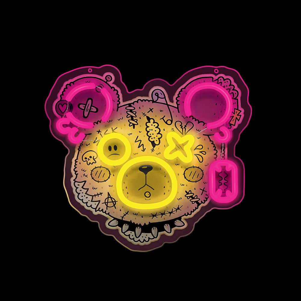 412978_oryg Neon ART LED PUNK TEDDY BEAR pink-yellow FLA01 Forever Light