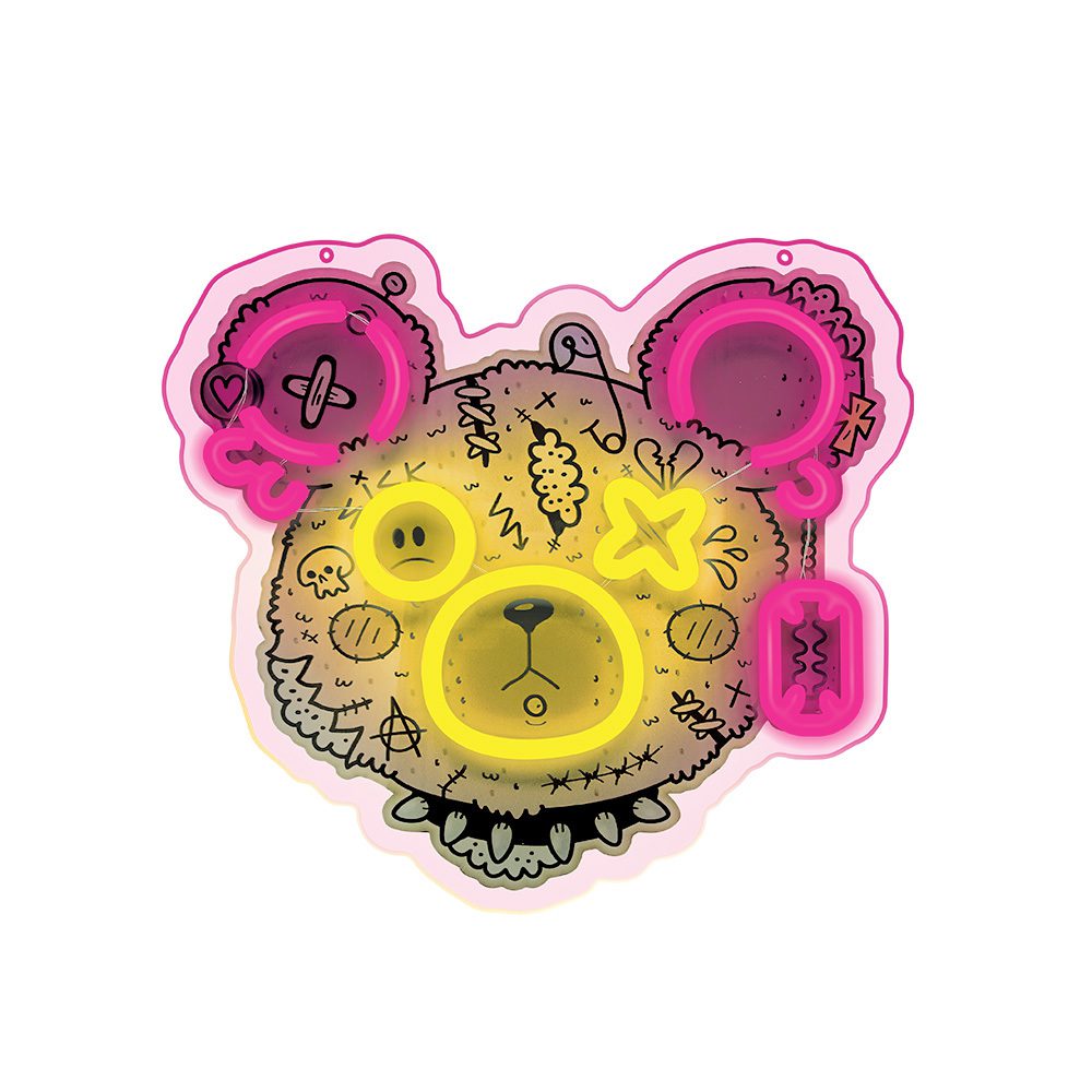 412984_oryg Neon ART LED PUNK TEDDY BEAR pink-yellow FLA01 Forever Light