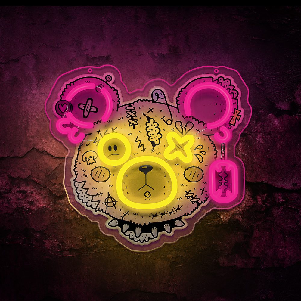 412985_oryg Neon ART LED PUNK TEDDY BEAR pink-yellow FLA01 Forever Light
