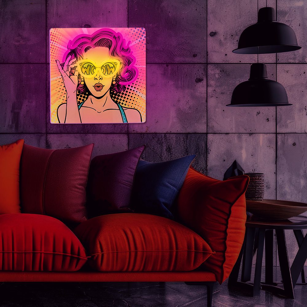 412987_oryg Neon ART LED POWER WOMAN yellow-purple FLA02 Forever Light