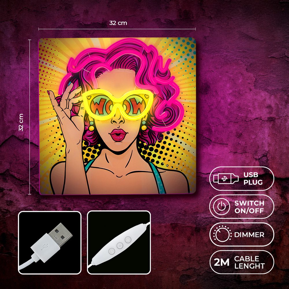 412989_oryg Neon ART LED POWER WOMAN yellow-purple FLA02 Forever Light