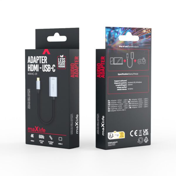 Maxlife adapter MXHC-01 HDMI - USB-C 4K 60HZ black