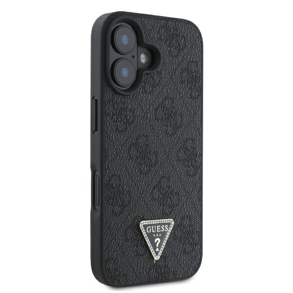 Guess case for iPhone 16 6,1" GUHCP16SP4TDPK Leather 4G Triangle Strass black MagSafe