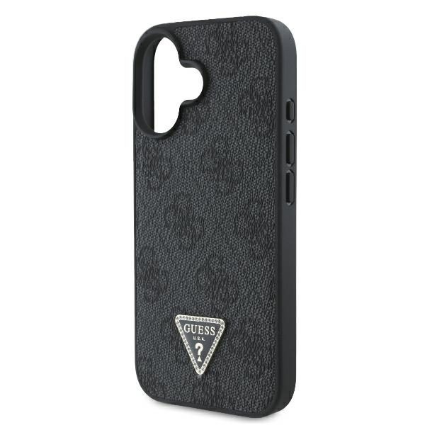 Guess case for iPhone 16 6,1" GUHCP16SP4TDPK Leather 4G Triangle Strass black MagSafe