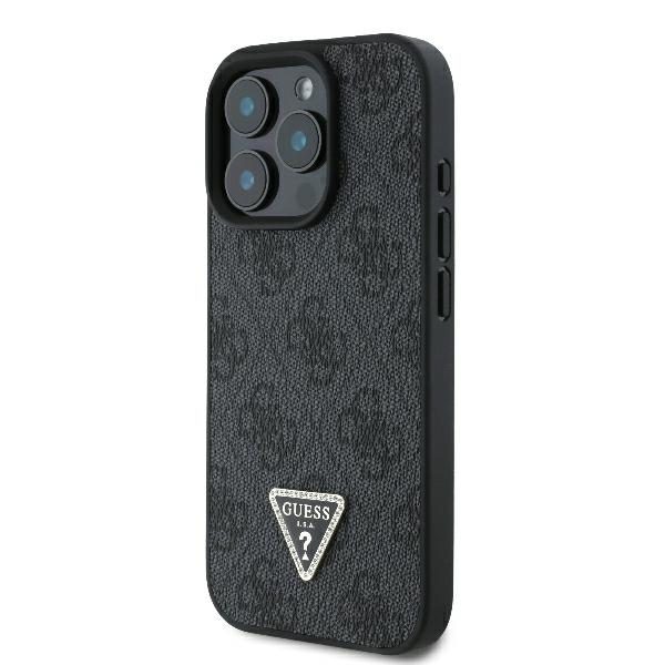 Guess case for iPhone 16 Pro 6,3" GUHCP16LP4TDPK Leather 4G Triangle Strass black MagSafe