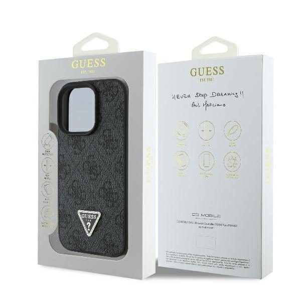 Guess case for iPhone 16 Pro Max 6,9" GUHCP16XP4TDPK Leather 4G Triangle Strass black MagSafe