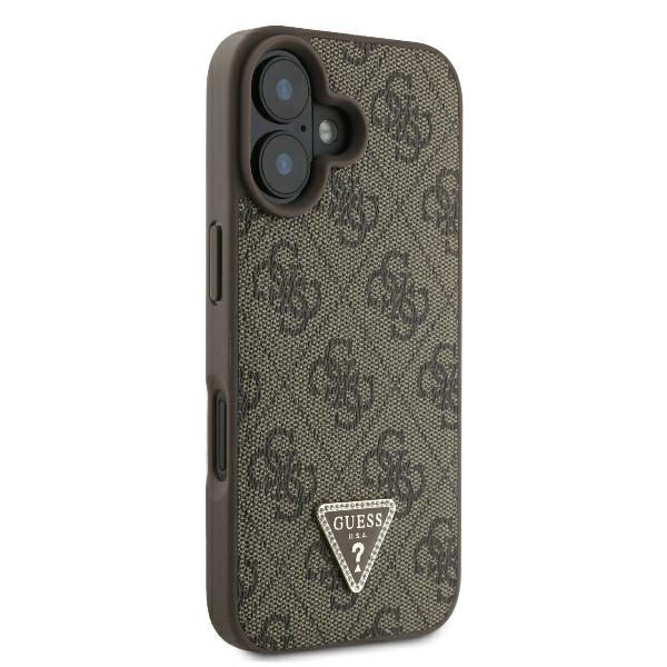Guess case for iPhone 16 6,1" GUHCP16SP4TDPW Leather 4G Triangle Strass brown MagSafe