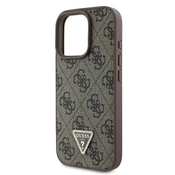Guess case for iPhone 16 Pro 6,3" GUHCP16LP4TDPW Leather 4G Triangle Strass brown MagSafe